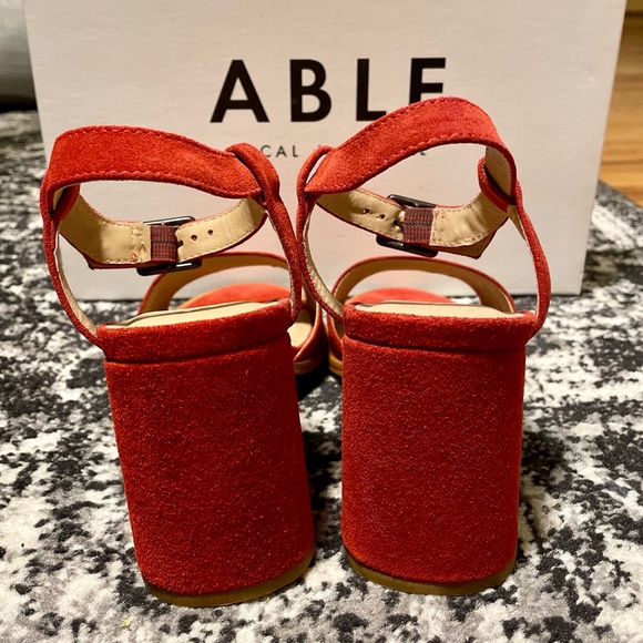 Able Global + Local Mary Red Suede Sandals - Picture 4 of 7